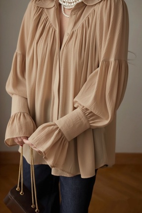 Büzgü Ve Kol Detaylı Gömlek Image 2