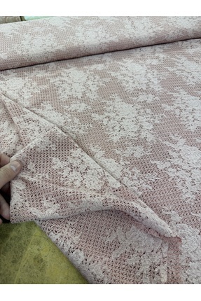 Likralı Pudra Dantel Kumaş | Esnek, Yumuşak Dokulu ve Zarif Desen Image 1