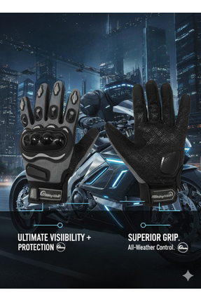 BABE GRİ MOTORSİKLET ELDİVENİ REFLEKTÖRLÜ Image 0