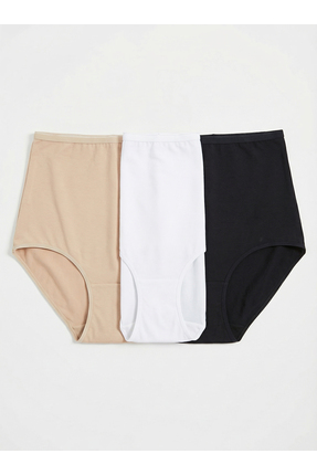Kadın Külot 3lü Paket Essential 1577 - Beyaz Ten Siyah Image 1