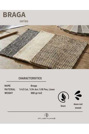 Kumaş Dokuma Keten Braga Serisi, Döşemelik Kumaş Image 3