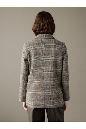 Ekose Kadın Kaşe Blazer Ceket Image 5