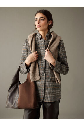 Ekose Kadın Kaşe Blazer Ceket Image 0