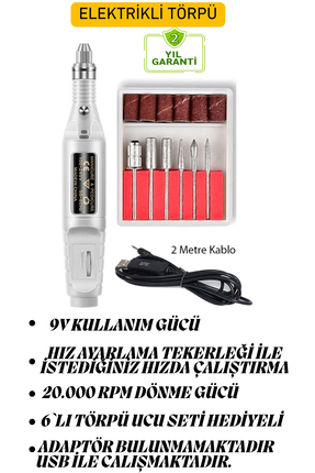 Usb Elektrikli Yeni Nesil Tırnak Törpü Seti Manikür Pedikür Protez Ayak Nasır Mantar Freze Makinesi Image 1