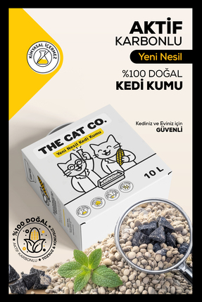 %100 Doğal Aktif Karbonlu Topaklanan Kedi Kumu Tozsuz & Kokusuz, Yüksek Emicilik 10 Litre Image 2