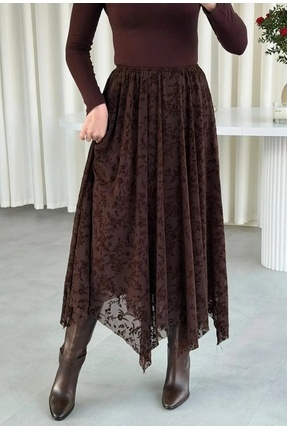 Asimetrik dantel etek Image 1