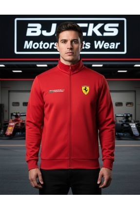 Ferrari Motorsport Kırmızı Lycra Pamuk Polar Ceket – Yarış Ruhunu Günlük Stile Taşı Image 0