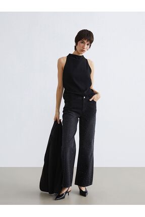 LCW Jeans Taşlı Wideleg Kadın Jean Pantolon\t Image 0