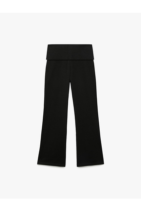 Pamuklu İspanyol Paça Slim Fit Basic Pantolon Image 0