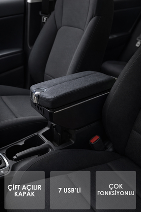 Çift Açılır Kapaklı Kolçak Kol Dayama 7 USB'li Çok Fonksiyonlu Araç İçi Kolçak Lüks Model Image 2