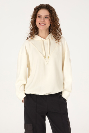 Kadın Krem Kapüşonlu Sweatshirt 50309464-VR256 Image 0