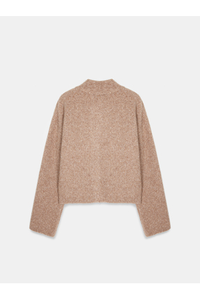 60995 Dik Yaka Düğmeli Triko Hırka-K.Bej Me. Image 5