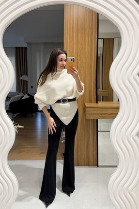 ASİMETRİK KESİM BOĞAZLI KIŞLIK TREND KAZAK KEMERSİZ Image 2