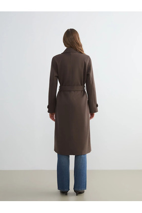 Beli Kuşaklı Kadın Kaşe Kaban Image 4