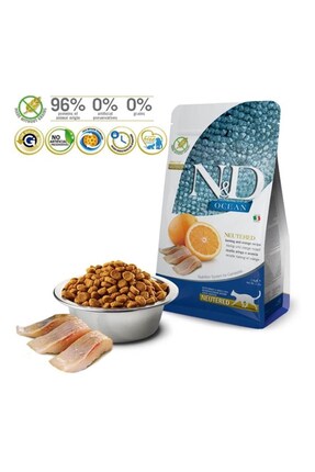 Ocean Ringa Balık&Portakal Tahılsız Kısırlaştırılmış Kedi Maması 1,5 Kg Image 1