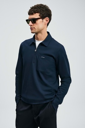 112040043 Lucas Smart Polo Tişört Erkek Sweatshirt LACİVERT Image 3