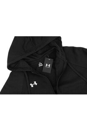 Erkek UA Rival Fleece Tam Boy Fermuarlı Kapüşonlu Üst 1379767-001 Image 3