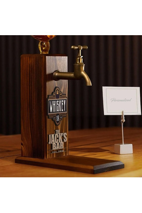 Kişiye Özel Kabartma Isimli Musluklu Doğal Ahşap Içki Standı, Home Bar, Viski Çeşmesi, Içece Image 0