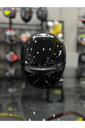 C10 Kapalı Motosiklet Kaskı Parlak Siyah Şeffaf Vizörlü Image 2
