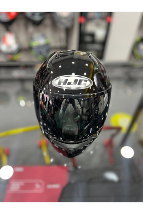 C10 Kapalı Motosiklet Kaskı Parlak Siyah Şeffaf Vizörlü Image 3