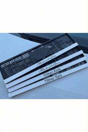 Parlak Beyaz Zemin Otomobil Araç Plakalık (2 Adet ) Kişiye Özel Yazılı Image 0