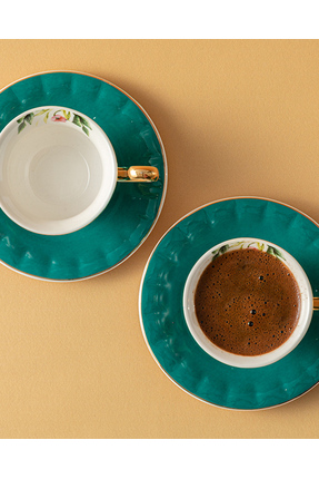 Vanilla New Bone China Kahve Fincan Takımı 4 Parça 2 Kişilik Turkuaz Image 1