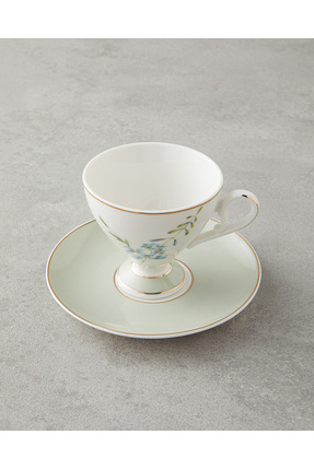 Valentina New Bone China 4 Parça 2 Kişilik Kahve Fincan Takımı 80 ml Açık Yeşil Image 2