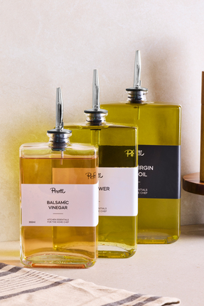 Molivet 3'lü Silver Kapak Cam Yağdanlık Sosluk Sirkelik 350-500-750 ml Image 1