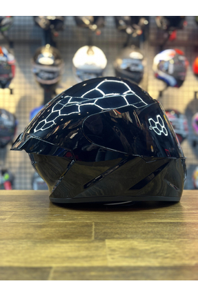 R2 Parlak Siyah Kapalı Kask md821 Image 4