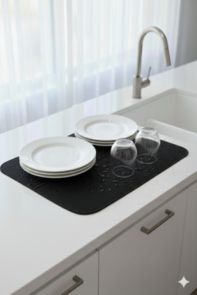 Askılı Bulaşık Matı Süper Emici Bulaşık Kurutma Matı 44x36cm Tezgah Üstü Bulaşık Matı Image 3