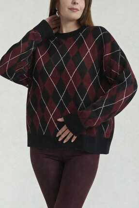 Bisiklet yaka Baklava desenli kazak Image 2