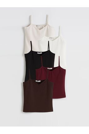 V Yaka Askılı Kadın Atlet 5'li Image 0