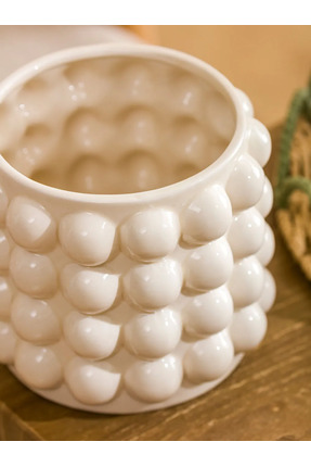 LCW HOME Bej Desenli Seramik VAZO Saksı 13 Cm Image 2