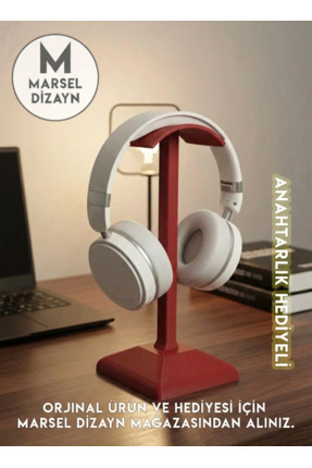 Dekoratif Gamer Kulaklık Standı-Kulaklık Tutucu- Ateş Kırmızısı-24 CM-Kış Temalı Anahtarlık Hediyeli Image 0