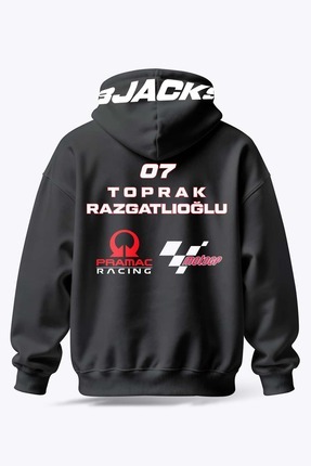 Toprak Razgatlıoğlu 07 MotoGP Pramac Özel Tasarım Siyah Hoodie Image 1