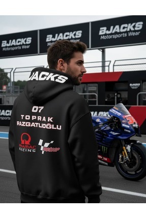 Toprak Razgatlıoğlu 07 MotoGP Pramac Özel Tasarım Siyah Hoodie Image 0