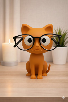 SEVİMLİ SİYAH KEDİ Gözlük Standı Turuncu Dekoratif Gözlük Tutucu Masaüstü Gözlük Standı Image 0
