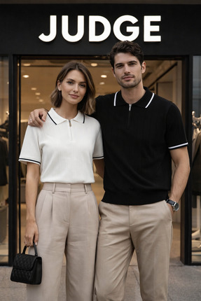 2'li oversize premium kalite rahat kalıp pamuklu yarım fermuarlı triko tişört / t-shirt Image 1