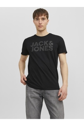 Jjecorp Logo Tee Ss O-Neck Noos Erkek T-Shirt 12151955 Black/Slim/Large Print/Black Image 0