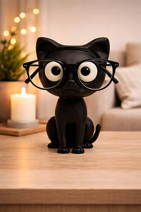 SEVİMLİ SİYAH KEDİ Gözlük Standı Ekstra kaliteli Image 0