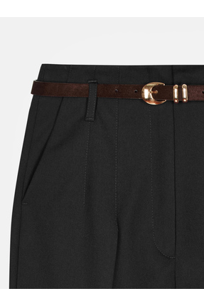 72239 Kemerli Yüksek Bel Pantolon-Siyah Image 6