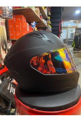 M-910 GÜNEŞ VİZÖRLÜ SİYAH KASK (KIRMIZI GOLD CAMLI) Image 3