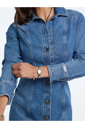 Kadın Mavi Elbise W5BK48D5M48-GJLV Image 3