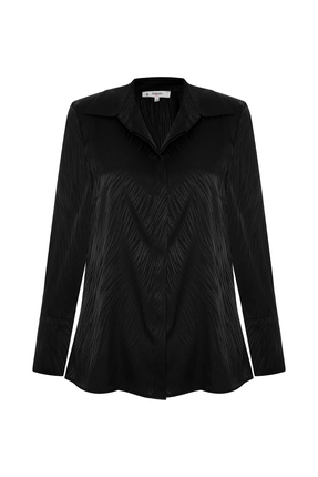 Zebra Desenli Gömlek - Siyah Image 6