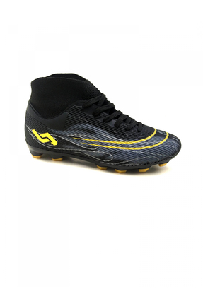 29676 Siyah Sarı Detay Desenli Bağcıklı Bilekli Çoraplı Krampon Futbol Ayakkabısı Image 2