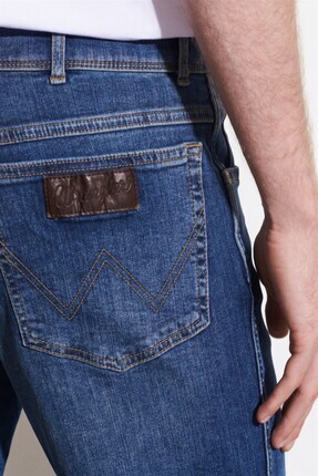 Straight Fit Düz Kesim Düz Paça Normal Bel Erkek Mavi Texas Pamuklu Esnek Jean Denim Kot Pantolon Image 5