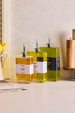 Molivet 3'lü Silver Kapak Cam Yağdanlık Sosluk Sirkelik 350-500-750 ml Image 0