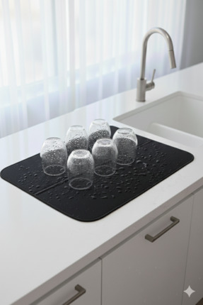 Askılı Bulaşık Matı Süper Emici Bulaşık Kurutma Matı 44x36cm Tezgah Üstü Bulaşık Matı Image 6