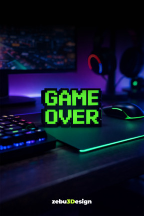 Retro Game Over Kabartmalı Dekoratif Obje - Yeşil | Masaüstü ve Duvar Süsü | Hediye Image 0