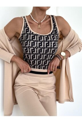 Aesco Kadın Uzun Kollu Krep üçlü Takım Image 5